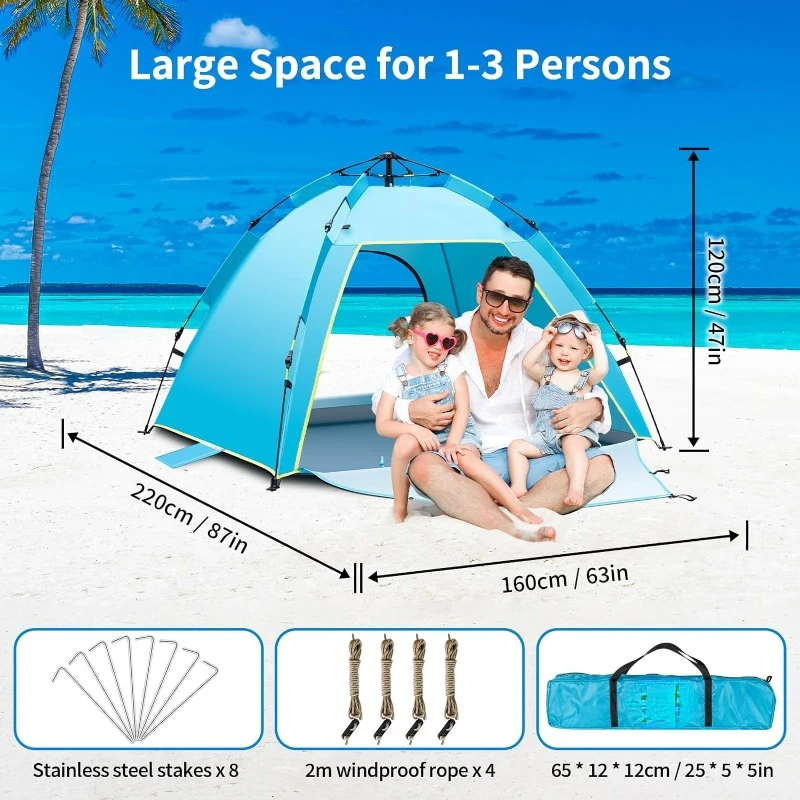 Imagem -06 - Instantânea Pop up Lightpeso Praia Tent Automatic Sun Shelter uv 50 Mais Extra Large Portátil ao ar Livre 13 Pessoas