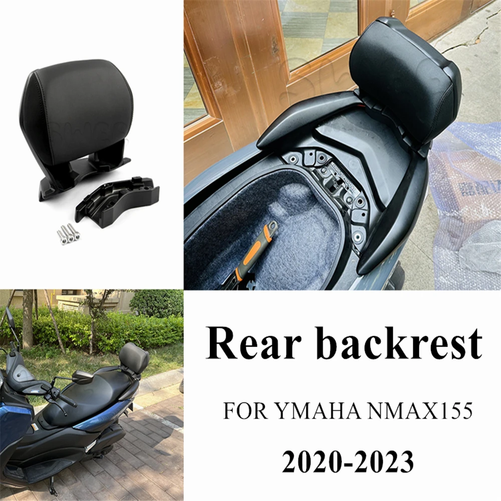For yamaha nmax NMAX155 Modified Motorcycle all new bright black Rear backrest top box carrier seat pad 2020-2023 PU material