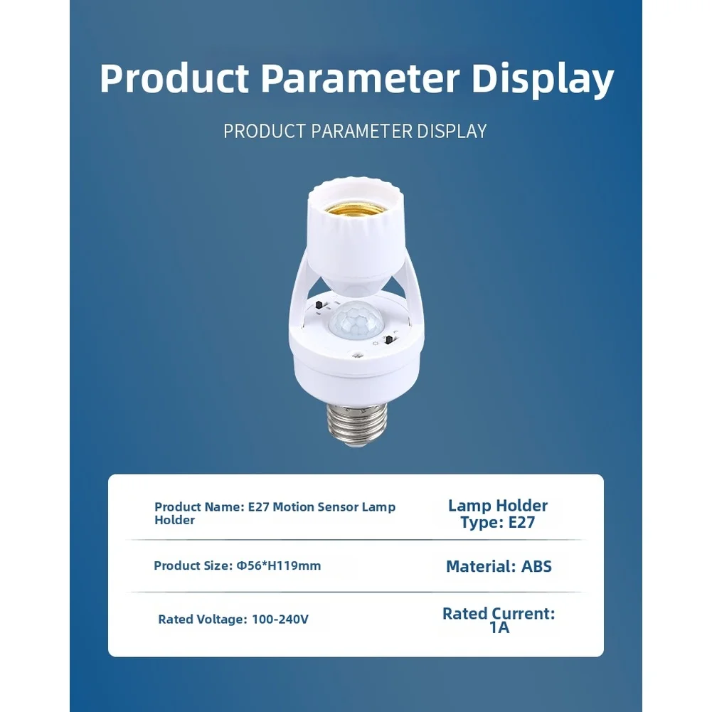 Suporte de lâmpada com sensor de movimento infravermelho E27 compatível com lâmpadas LED com controle de brilho inteligente