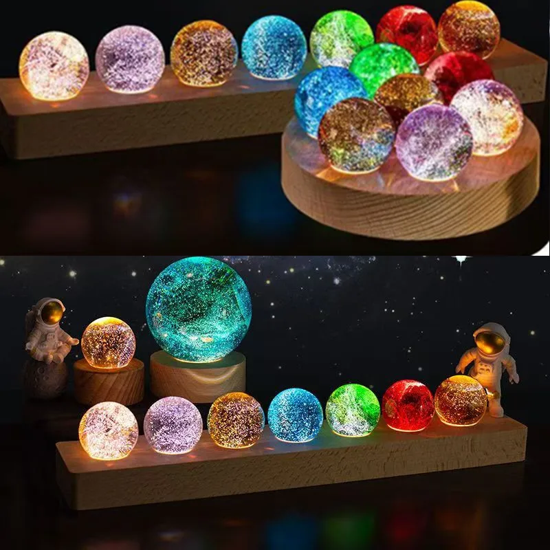 Fantasy Colorful Glass Star Ball Luminous Planet Astronomy Planets Ball Fantastic Style Home Decoration Cosmic Model Gift