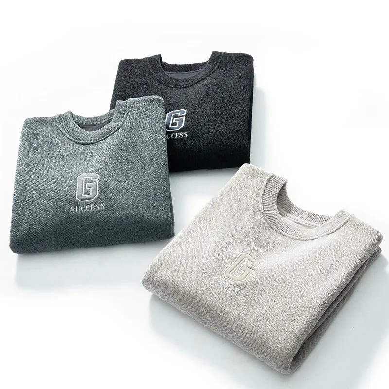 남성 의류 봄 가을 스웨터 남성용 풀오버 남성 스웨트셔츠 캐주얼 스트리트웨어 니트 패션 옴브레 따뜻한 솔리드