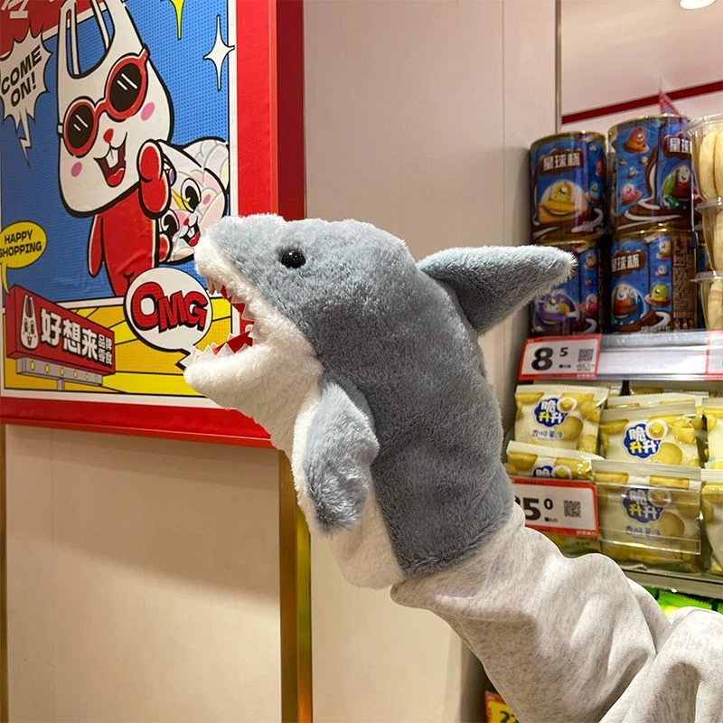 Niedliche Hai-Handpuppen mit Mundöffnung, Plüschtiere, Meeressuchtung, Tierpuppen für Kinder, Geburtstags- und Weihnachtsgeschenke