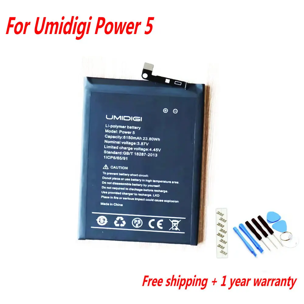 Original 3.87V 6150mAh Battery For Umidigi Power 5 Bison X10 Mobile Phone