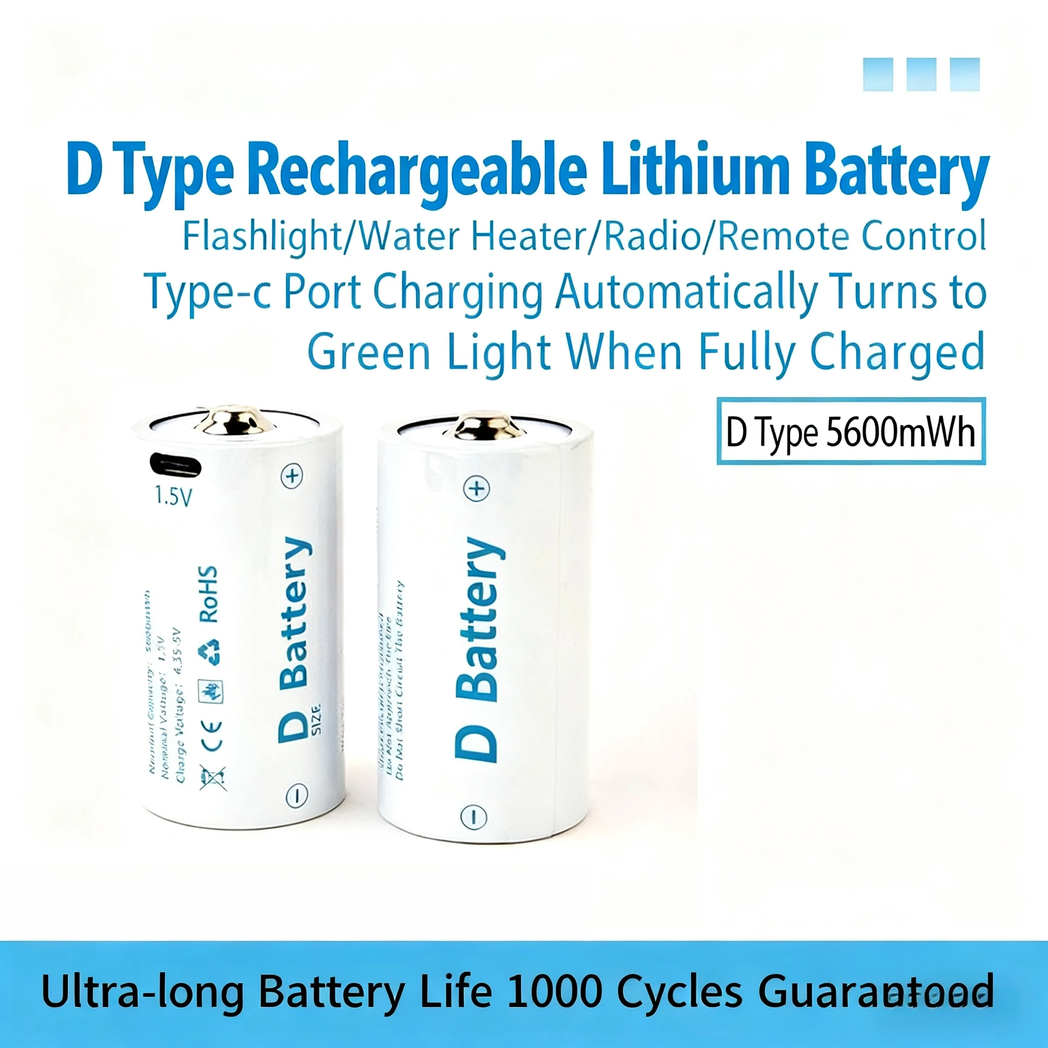 D Size 1.5V Recharg…