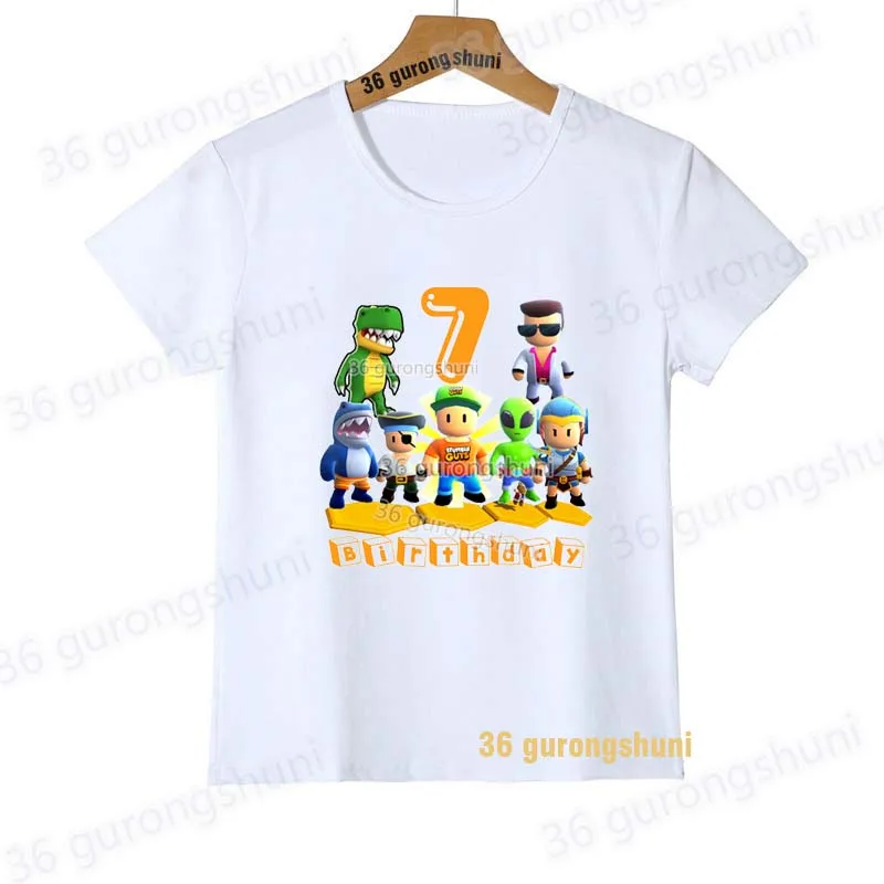 Ubrania dla dzieci koszulki dla chłopców dzieci Stumble Guys odzież z krótkim rękawem dziewczynek graficzne T-shirty potykają się chłopcy Cartoon 6