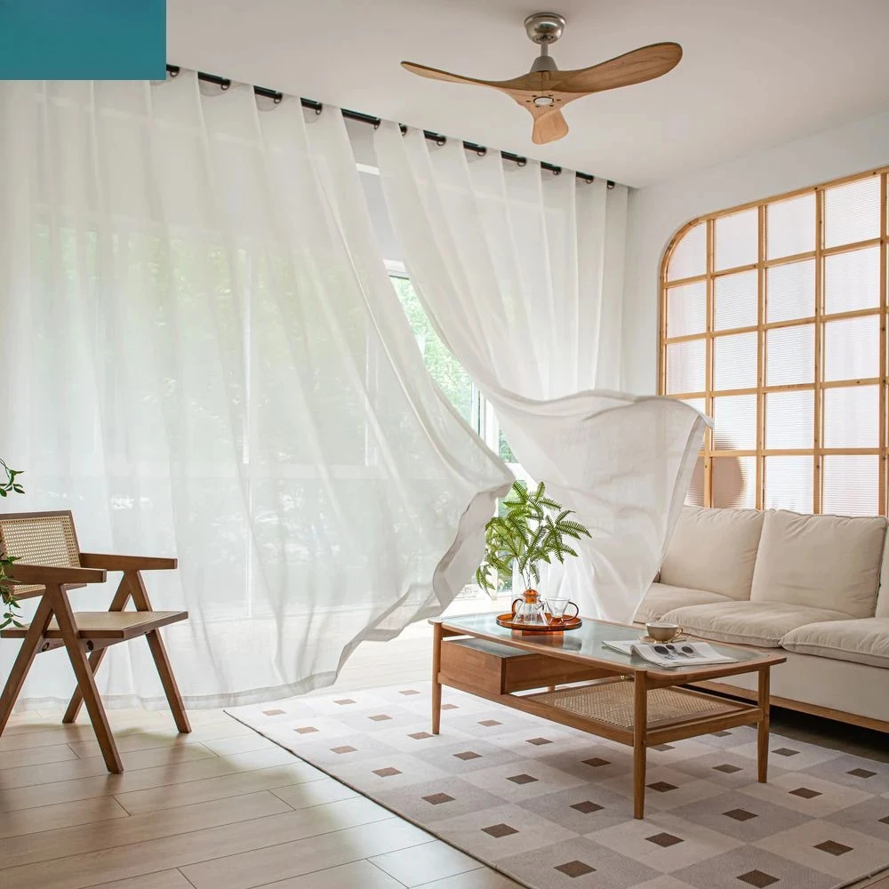 Modern White Linen Solid Sheer European Style Window Curtains with Rod Pocket Grommet for Living Room And Bedroom Decor