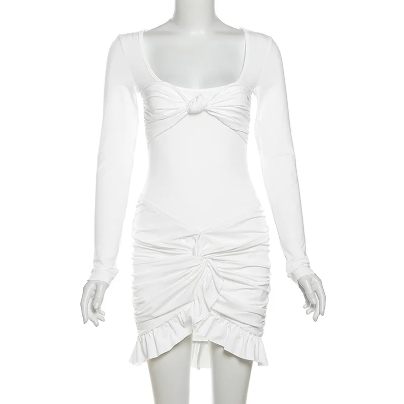 Robe de soirée blanche sexy, combinaison 2 pièces + mini robe de Rhcourte, robe de plage décontractée, jupe à nœud, vacances