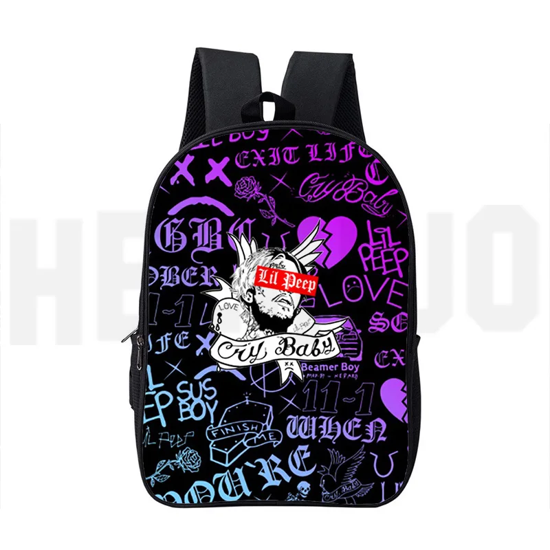 

College Anime Rapper Lil Peep Backpacks Large Capacity Teenager 16 Inch Laptop Sport Knapsack 3D Lil Peep Schoolbags for Student