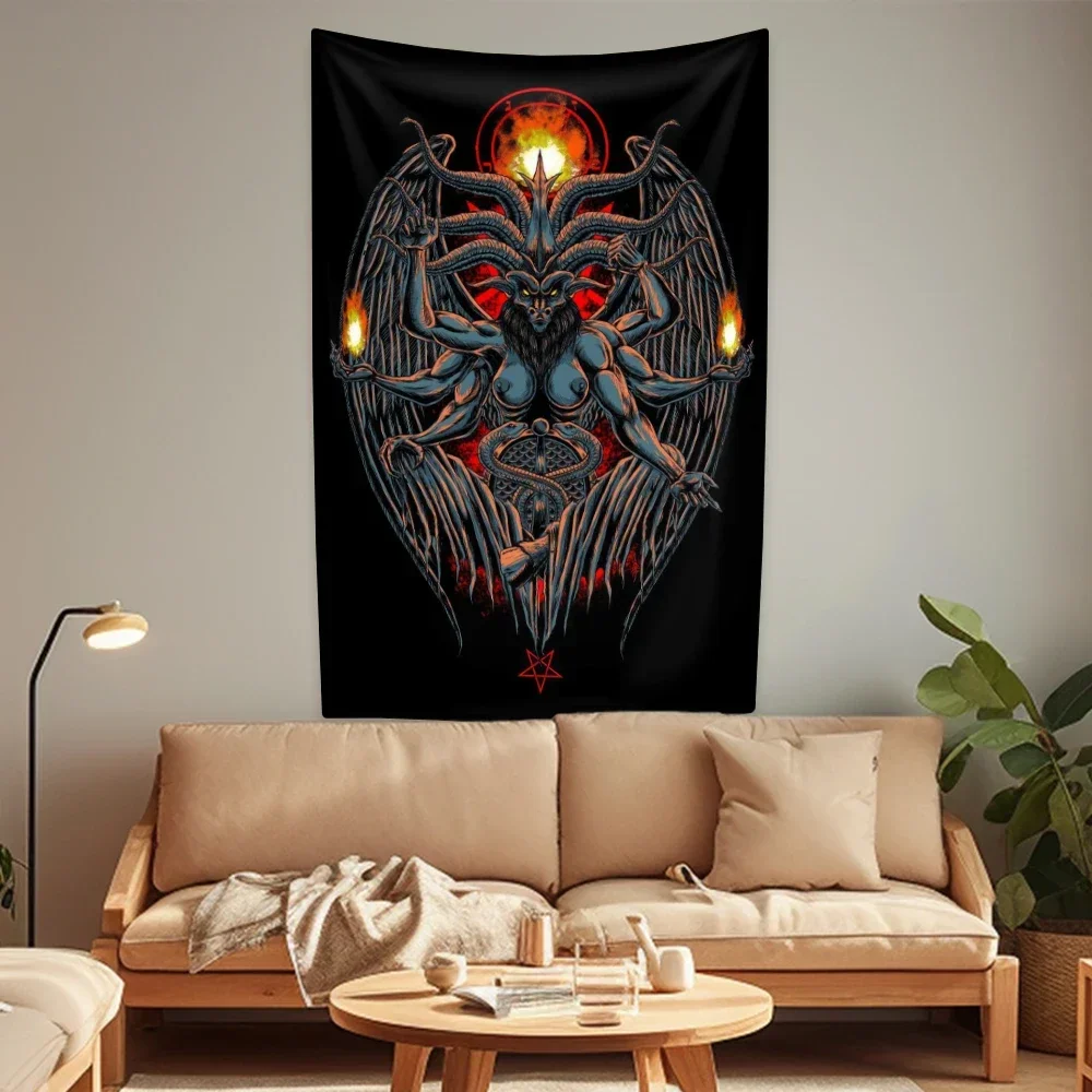 Baphomet Satan Demon Evil Tapestries Boho Home Decoration Wall Hanging Bedroom Or Dormitory Background Cloth Birthday Gift