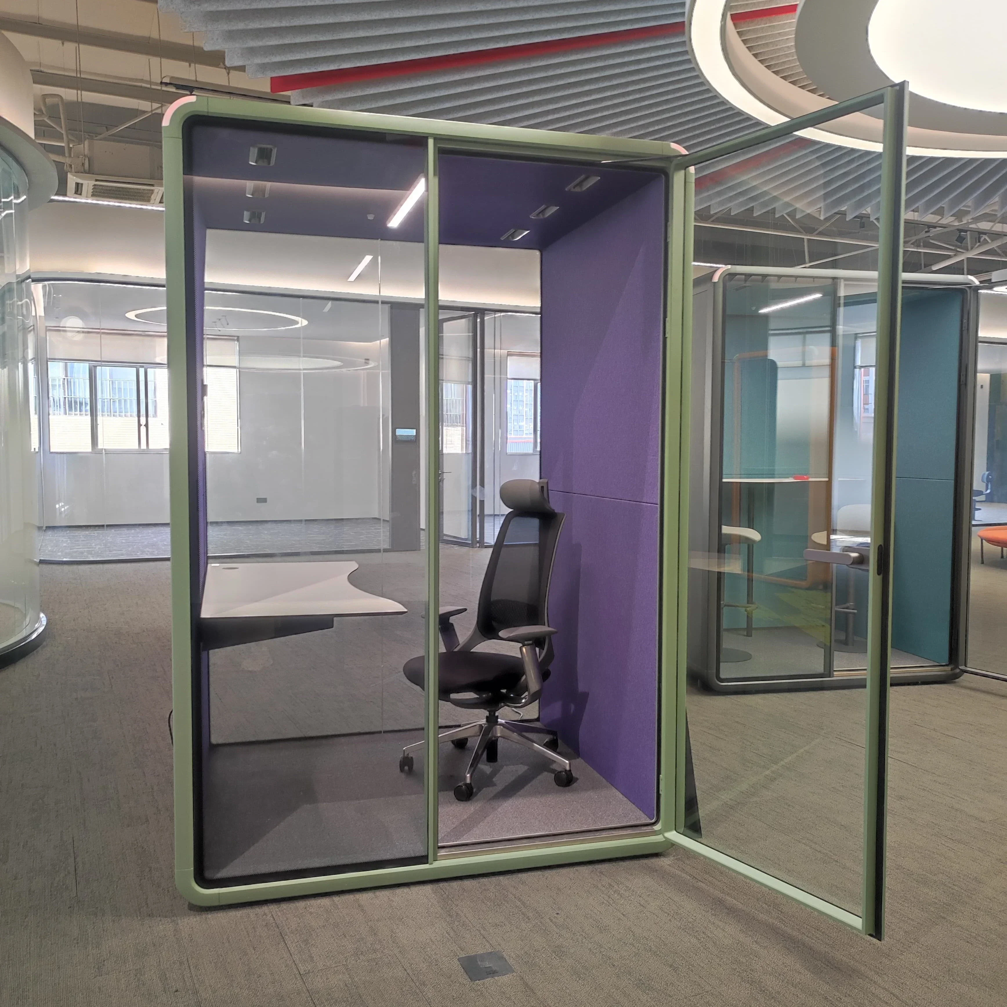 smart switch automatically turns on ventilation light silent office pod phone booth chat room 1-2 people
