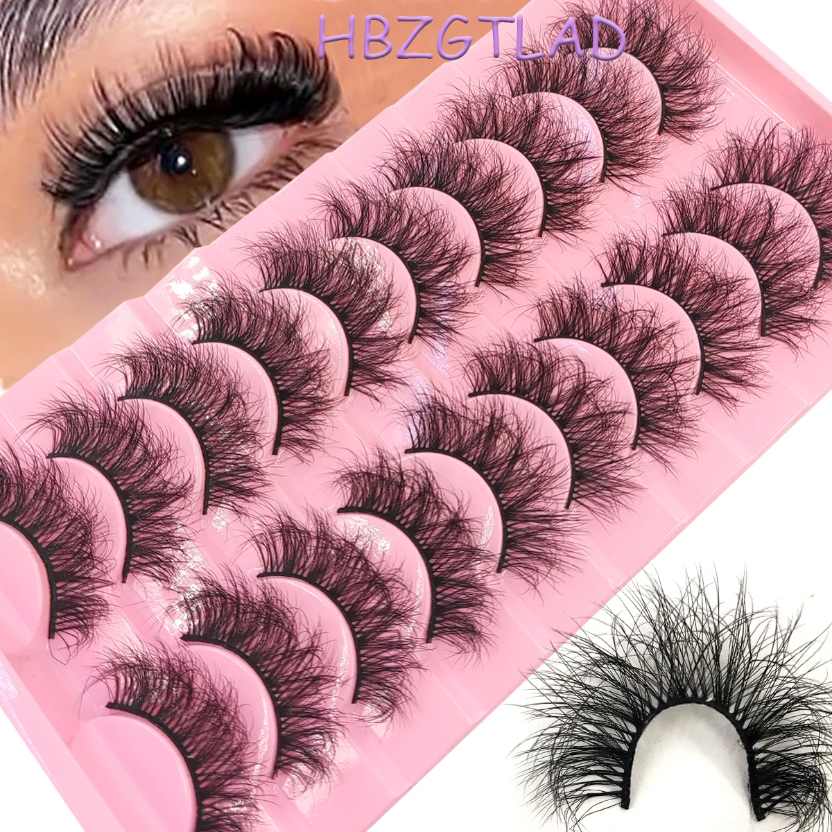 HBZGTLADNew 10 pairs fluffy faux mink eyelashes natural long false eyelash extension handmade volume 3d lashes makeup faux cils