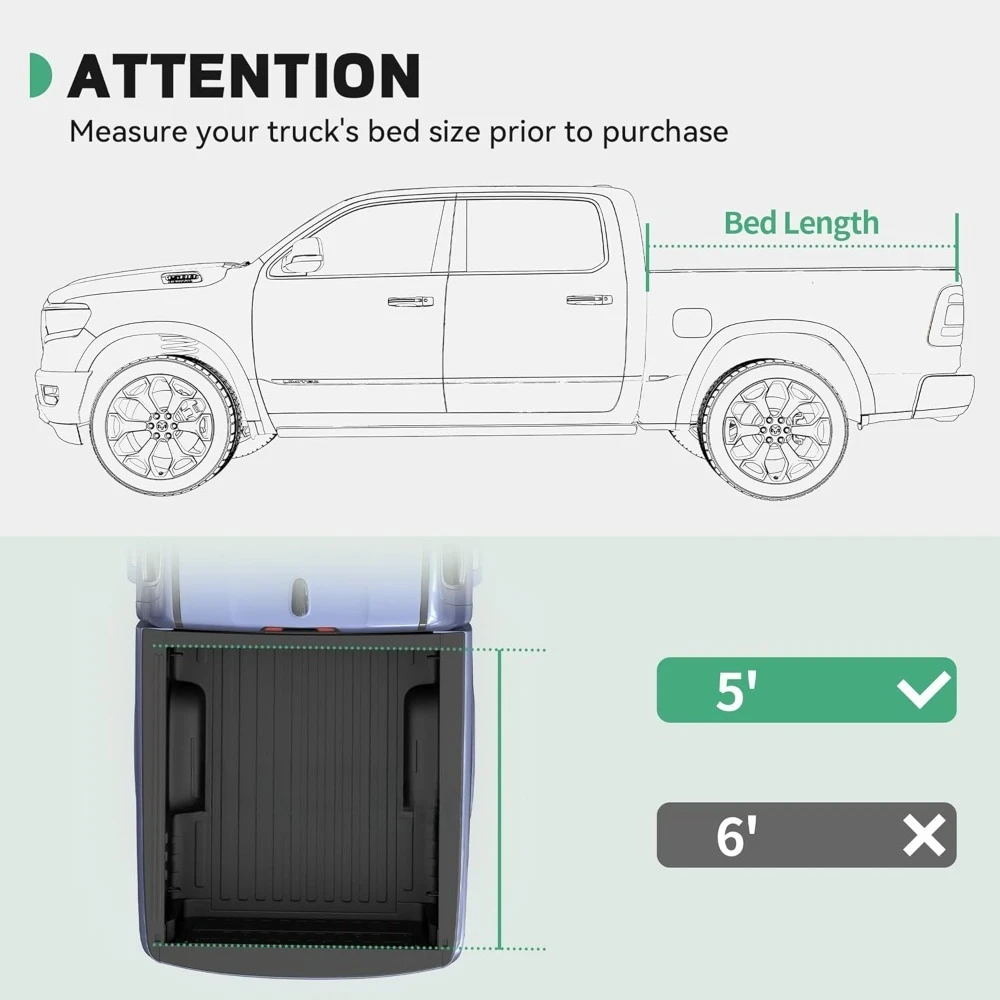 Accessori esterni Copertura morbida per tonneau tripla adatta per Toyota Tacoma 2024 2025 con sistema binario