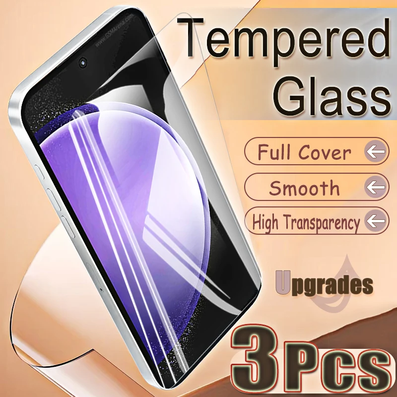 Upgrade 3-teiliger Fingerabdruck-Entsperrschutz 9H Gehärtetes Glas für Samsung Galaxy S23 FE S 23 Anti-Explosions-HD-Displayschutzfolie