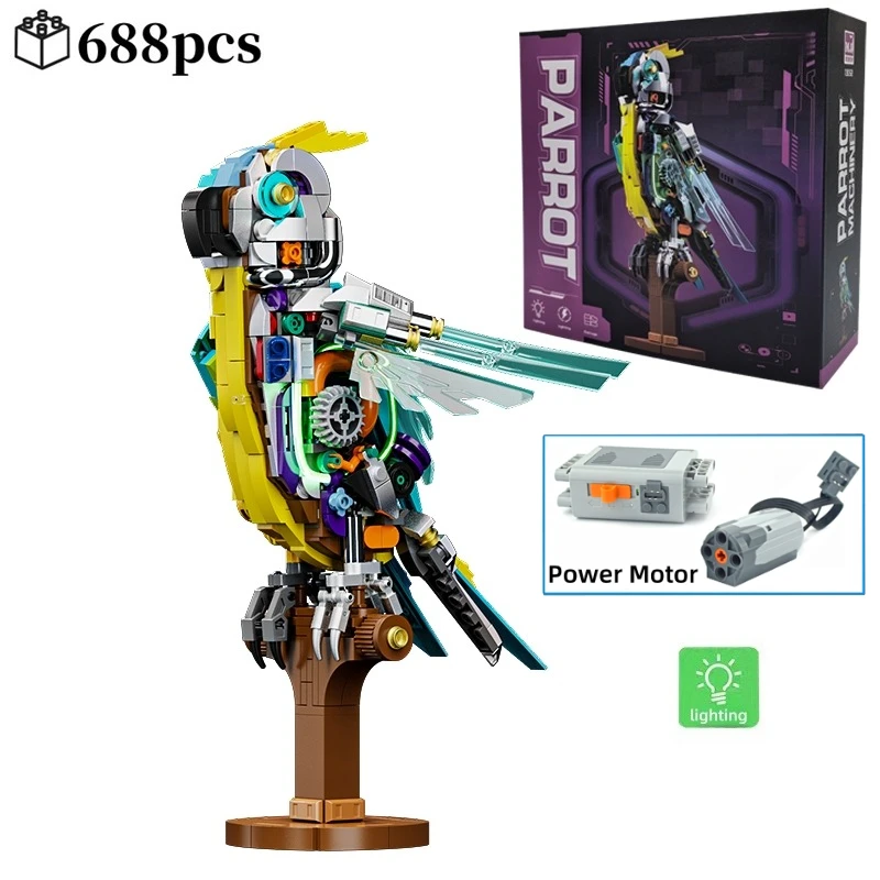 

Creative Mechanical Parrot Animal Electric Linkage Building Blocks Set Assembly Bricks MOC Style Educational Toy