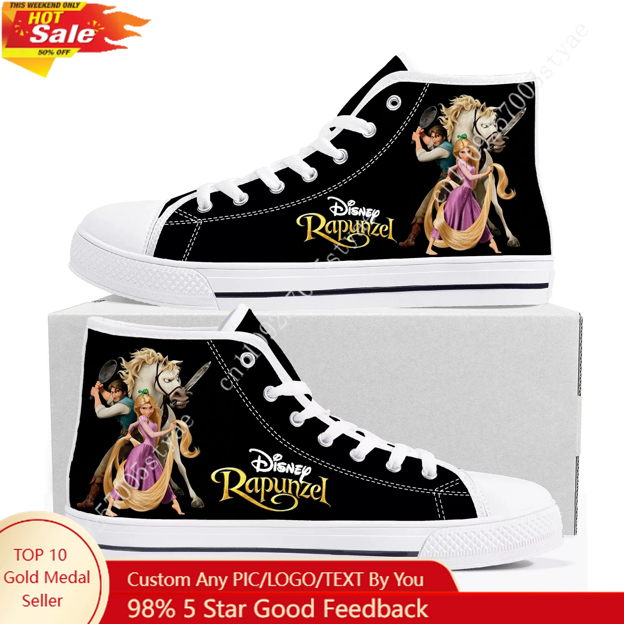 

Disney Pascal Rapunzel Chameleon High Top Sneakers Mens Womens Lightweight Canvas Casual Shoes