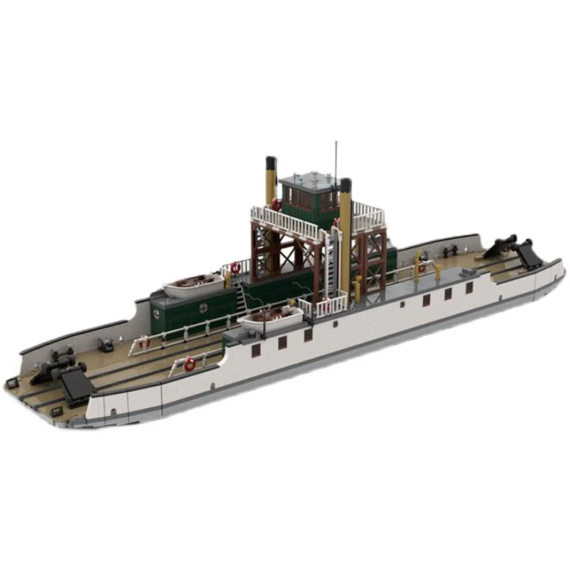 MOC-147686 Large railway ferry container ship model ornament difficult to assemble building block