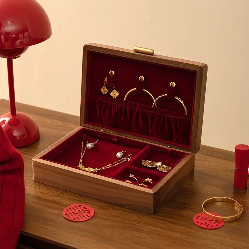 

Solid wood jewelry storage box, hardware, engagement jewelry, a set of bride price gift box, wedding gifts