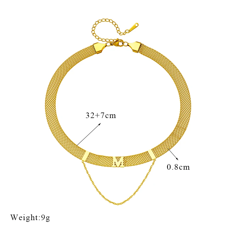 LAMENGLY 316L Stainless Steel Gold Color M Letter Torques Choker Necklace For Women New Girls Short Chain Hip Hop Jewelry Gifts