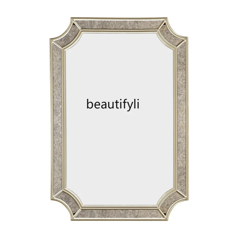 

Modern square light luxury bathroom mirror dressing, entrance personalized wall decoration, hotel creative decorative mirror