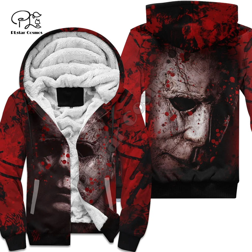 Halloween Horror Terror Movie Cosplay Michael Myers Jason 3DPrint Unisex Autumn Winter Warm Coat Fleece Jacket Funny Hoodies X1