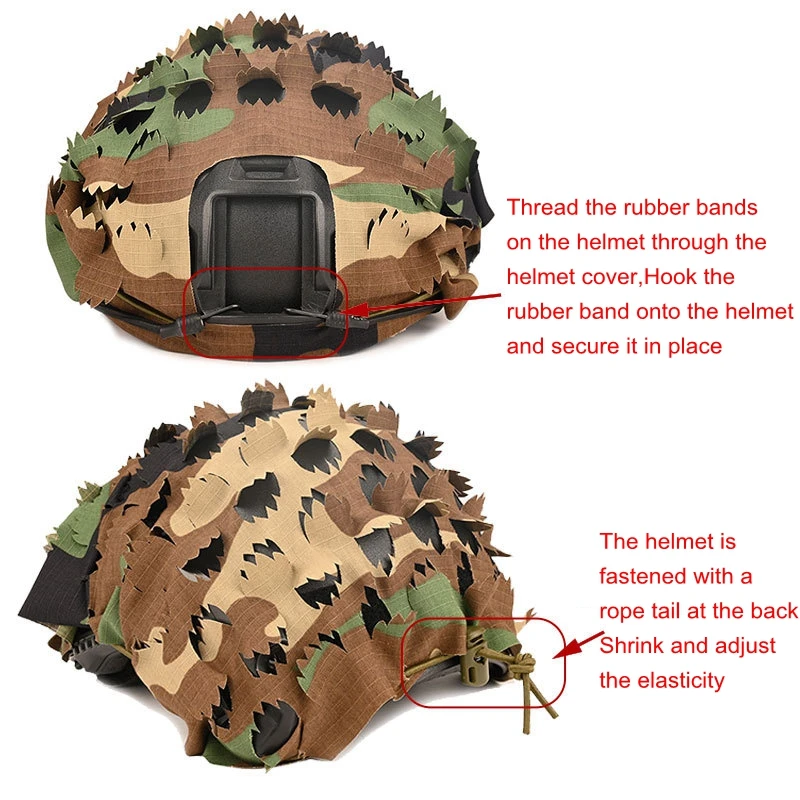 ثلاثية الأبعاد كامو سريع خوذة غطاء حامي الليزر قطع التمويه ورقة شكل سكريم خوذة القماش خوذات الصيد اكسسوارات