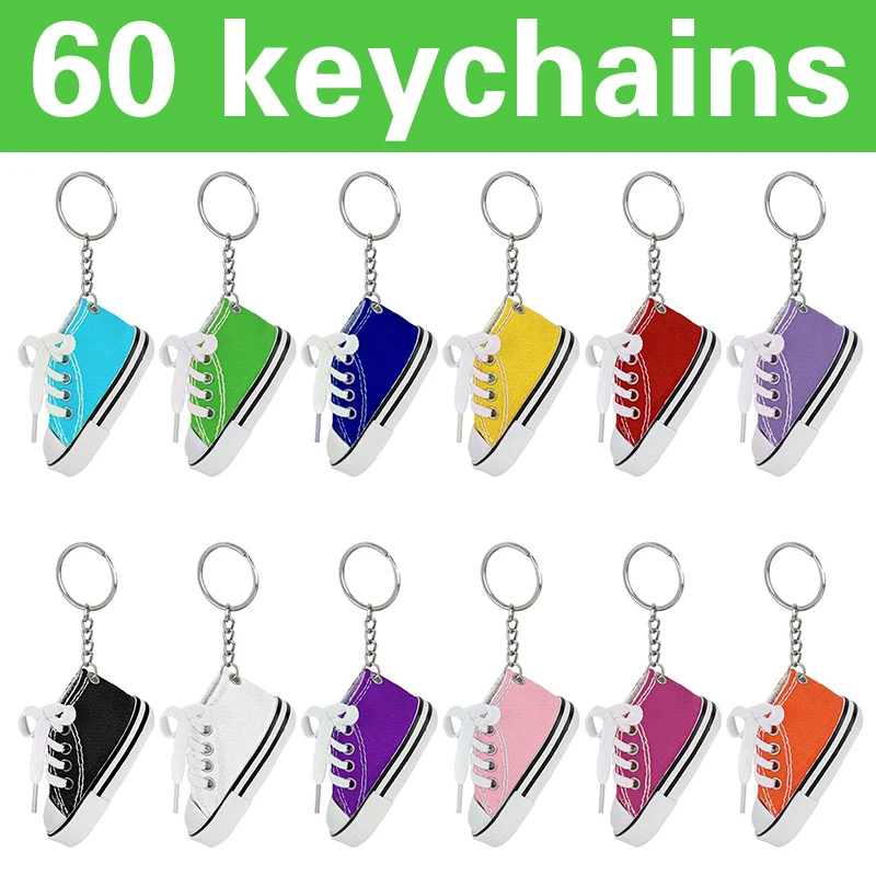 60Pcs Mini Shoes Keychains Shoe For Small Shoe Keyrings Keychain