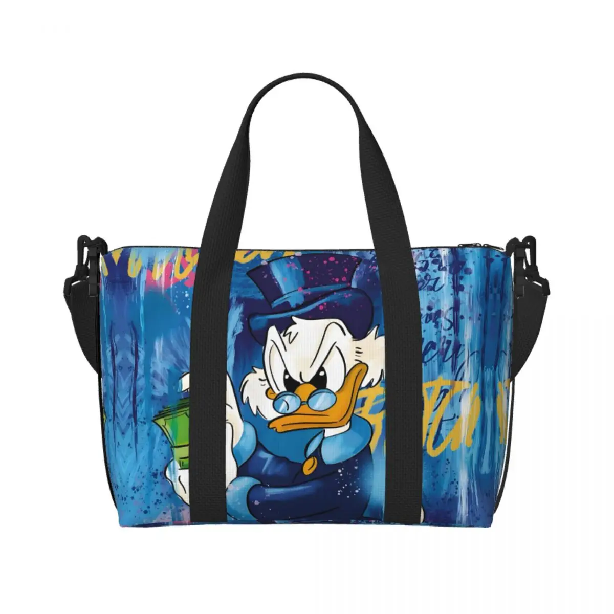 Custom Donald Duck Anime Cartoon Groceries Tote Shopping Bag Women Big Capacity Graffiti Design Gym Beach Travel Bags