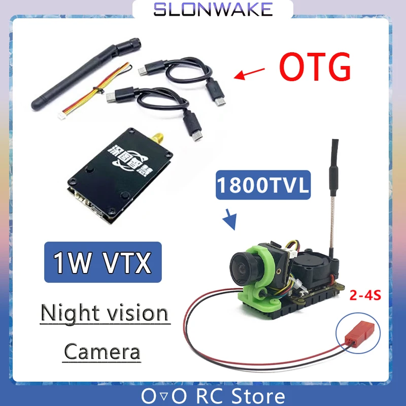 

SLONWAKE Long Range 1-5km 5.8G 48CH 1000mW adjustable VTX Transmitter and CMOS 1800TVL and OTG Receiver UVC