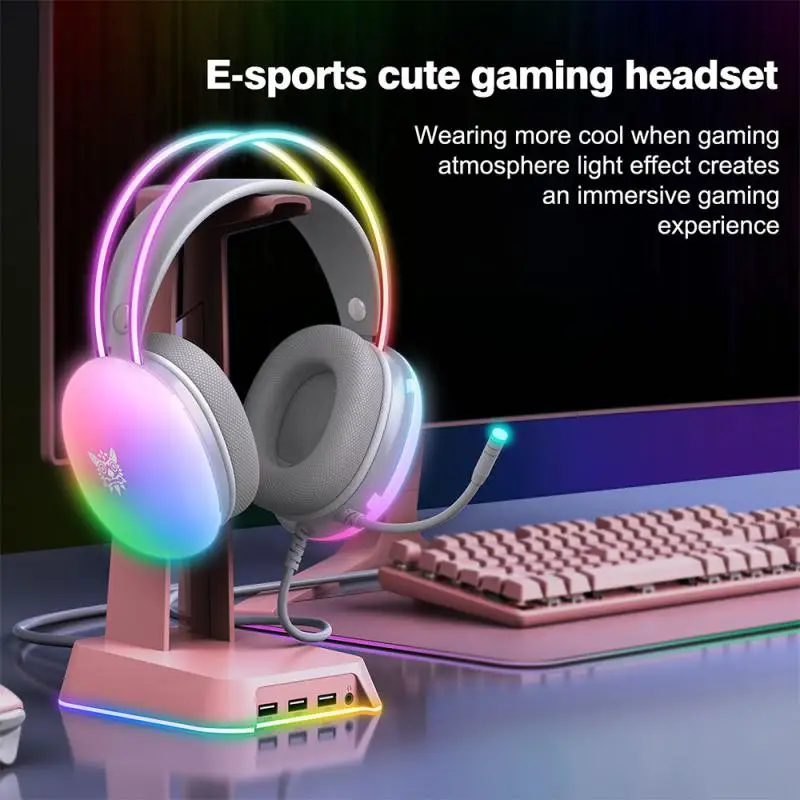 ONIKUMA X25 Headset FULL RGB Light Effect HD Microphone Freely Bent Noise Reduction Independent Sound Control Headphones