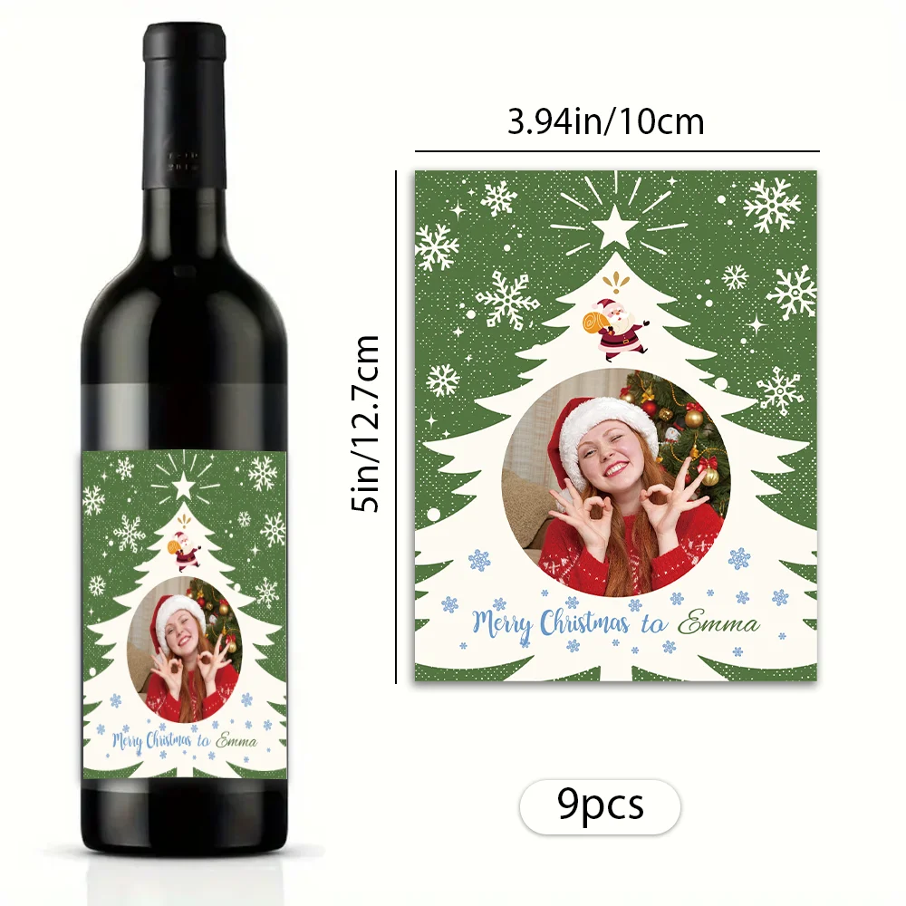 

9/18/27 шт. изготовленные на заказ рождественские этикетки для вина, водонепроницаемые наклейки, персонализированные украшения для вечеринок, праздничные этикетки для бутылок вина
