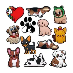 1pcs Lovely Dog PVC Shoe Charms Decorations Cute Sleeping Puppy Bulldog Sandals Upper Accessories Pins Clog Clips Party Gifts