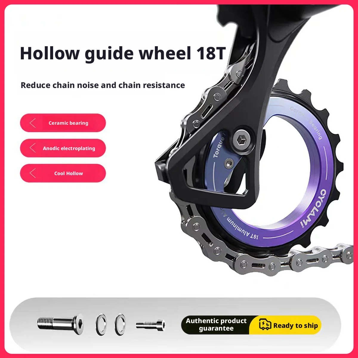 AliExpress NONE 18T Hollow Pulley Wheel Rear Derailleur 9/10/11Speeds Ceramic Bearing Dual-color Oxidation for R8000/7000 Bicycle Parts
