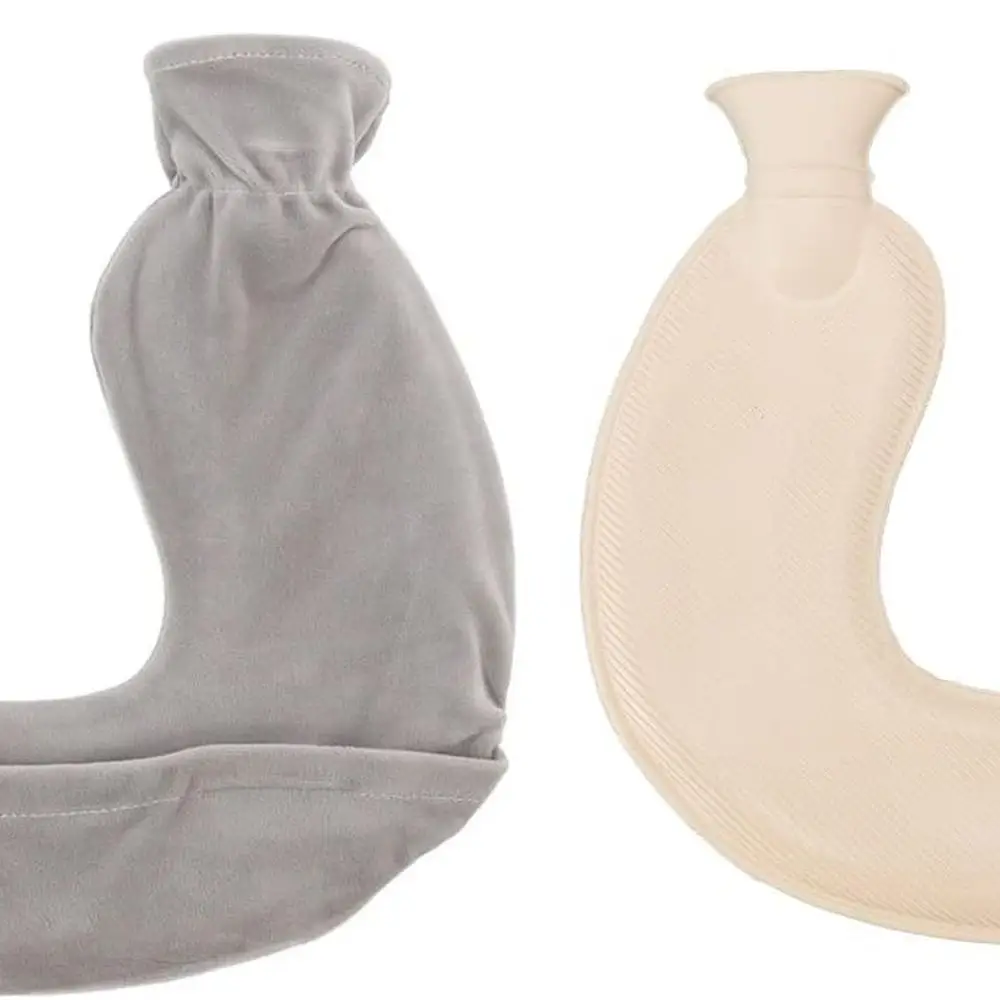 

1L U-Shaped Rubber Neck Hot Water Bottle with Cover for Pain Relief, Gray, 14.3x12.4