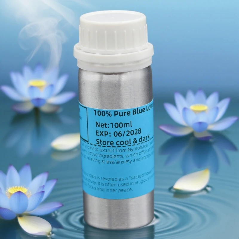 Pure Organic Blue Lotus Oil | Premium Grade | For Skin Care, Stress Relief Deep Sleep Meditation & Perfume/incense Making