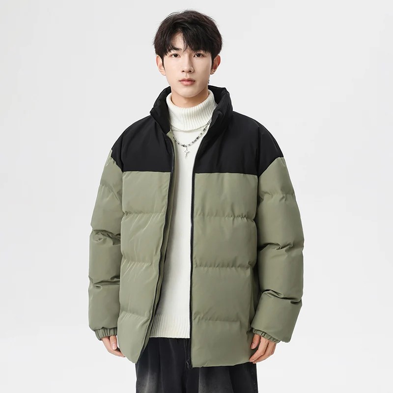 

Хлопковая куртка, модная повседневная стильная высококачественная утолщенная теплая мужская одежда с воротником-стойкой, однотонная молния, Roupas Masculinas