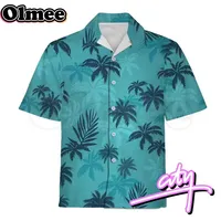 [Olmee] In Stock Vice Tommy Cosplay Costume Vercetti Grand Auto Protagonist Player Coast Style Beach Blue T Shirt Halloween