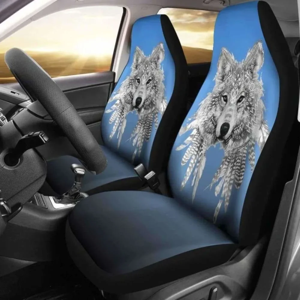 Spirit Animal Wolf Car Seat Covers 202004,Pack of 2 Universal Front Seat Protective Cover