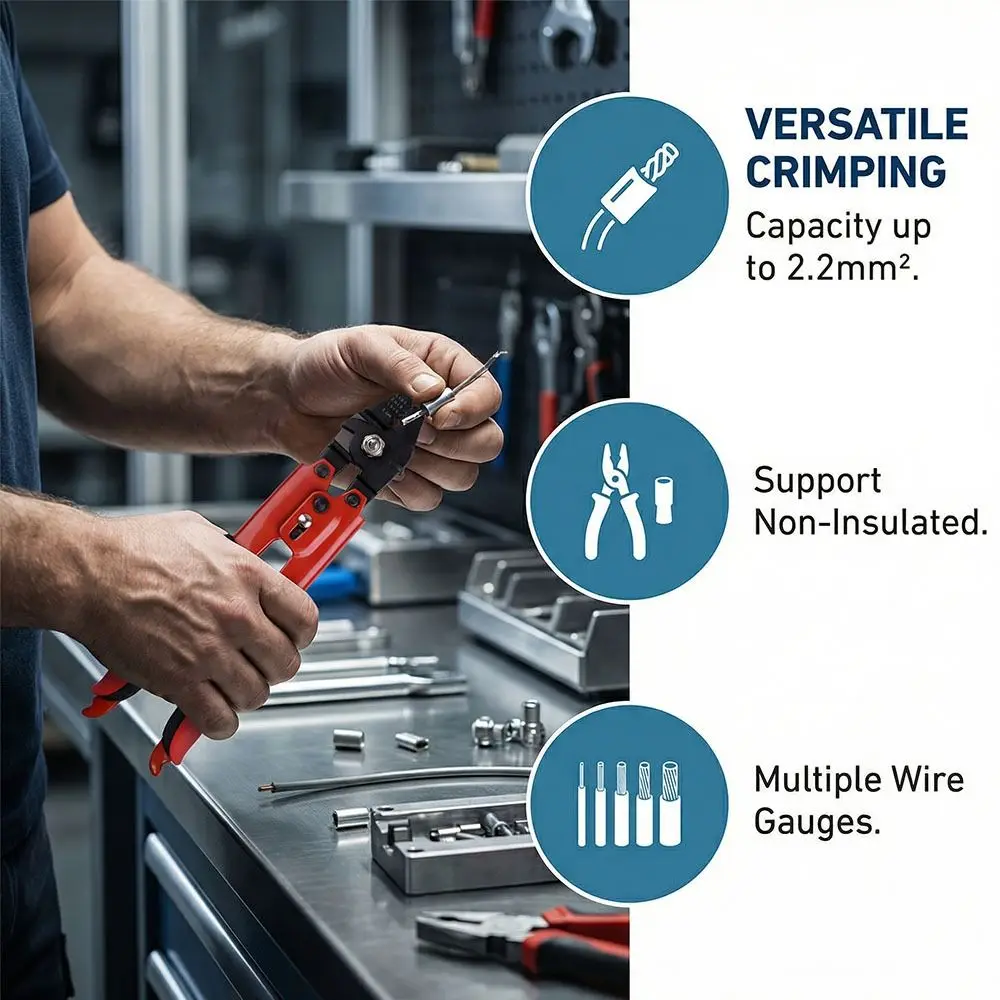 Aluminum Crimping Loop Wire Rope Crimping Tool Cutting Function Peeler Sleeve Crimper Tool Double Barrel Steel Wire Construction