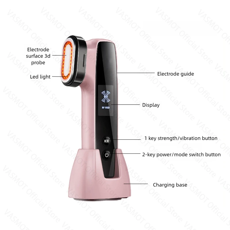 RF Radiofrequentie Schoonheidsapparaat EMS Microstroom Huid Lifting Draai Anti-rimpel Huidverzorging Rood Blauw Licht Thuis Gezicht Massager