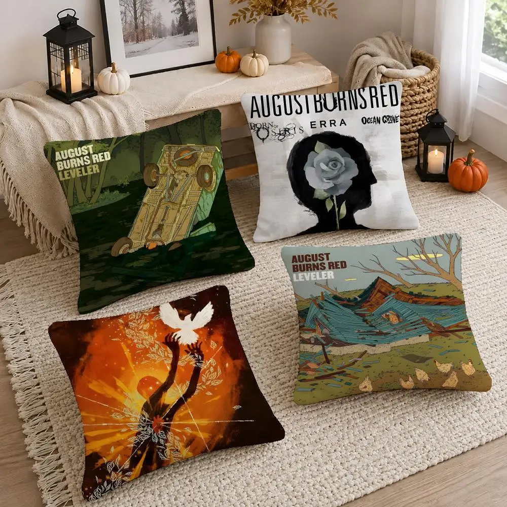 Metal Band August Burns Red Cushion Cover Short Plush Pillow Cover, Washable Wrinkle-Resistant for Sofa Bedroom Decor Gift