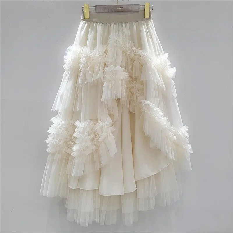 

Clothland женская милая асимметричная сетчатая юбка с эластичной резинкой на талии, нерегулярное высокое и низкое женское бальное платье, юбки миди BA381