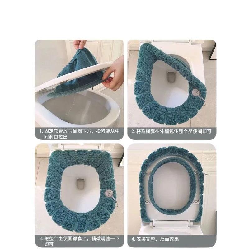 Toilet Seat Cushion, Winter Household Bathroom Toilet Seat Gasket, Universal in All Seasons, Thickened Toilet Cover, - view 5