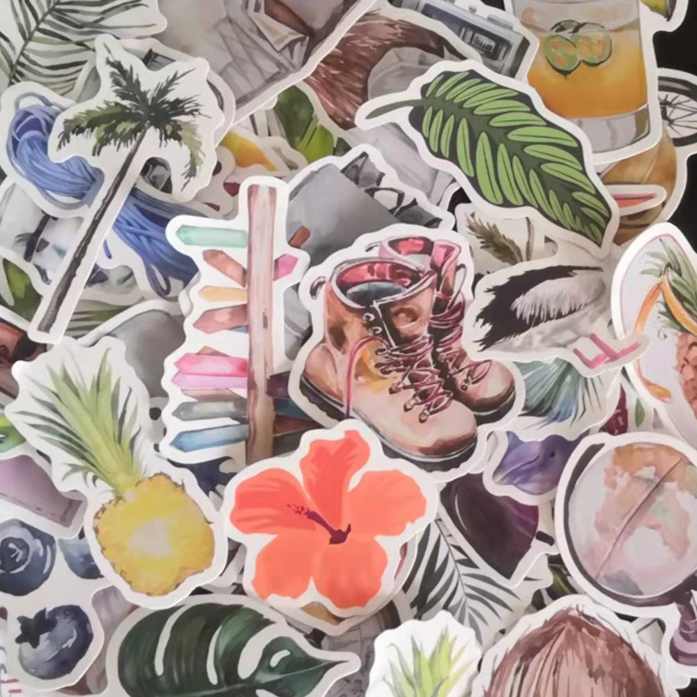 

70pcs Cute Summer Beach Travel Stickers Car Camera Backpack Plant Fruit Decal VSCO For Laptop Frige Notebook Flask Stickers PVC