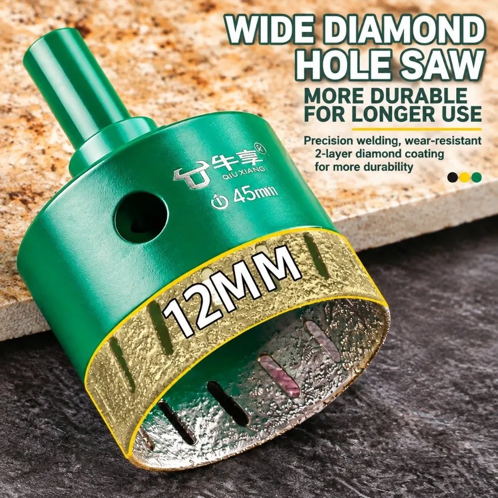 Brazed Diamond Hole Saw Triangular Shank Dry Cutting Diamond Hole Cutter Heat Dissipation Anti‑chipping Edge Tile Drill Bit