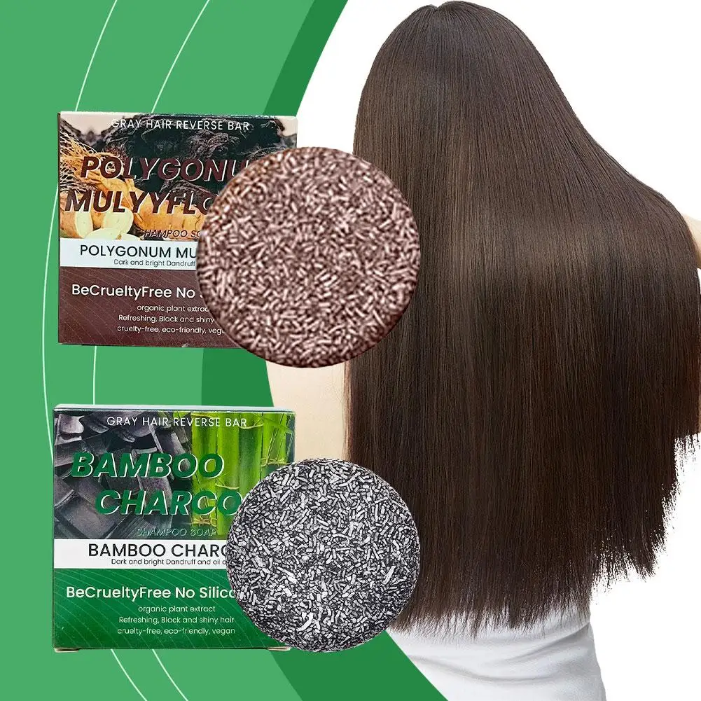 Polygonum-champú para oscurecer el cabello, jabón Natural orgánico para la pérdida de cabello, gris, cuidado inverso suave