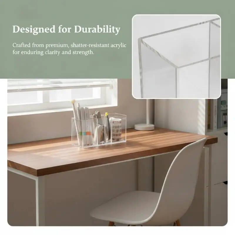 Makeup Brush Storage Box Makeup Brush Holder Organizer Clear Cosmetic Brushes Container Storage 1/2/3 Slots For Vanity