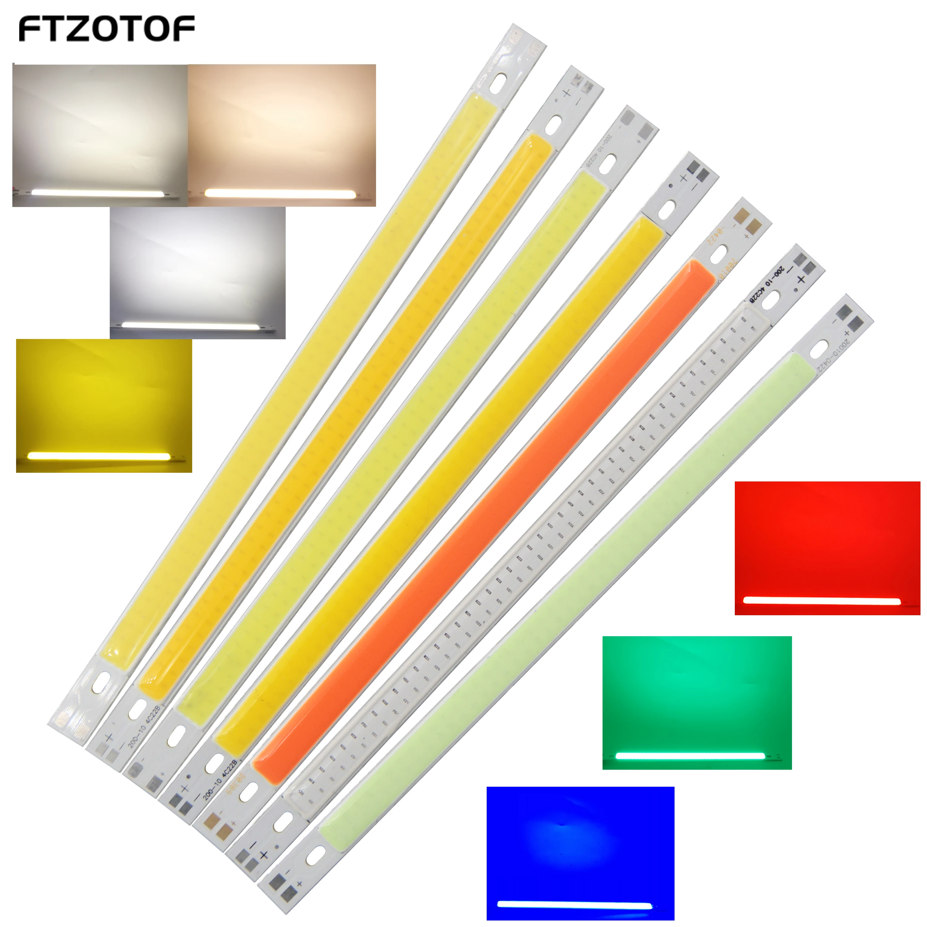 LED 12v Dc Strip Light 200x10mm COB Bulb Blue Green Yellow Red Warm Cool White Christmas Decor 2023 Noveltie Diy Room Decor Lamp