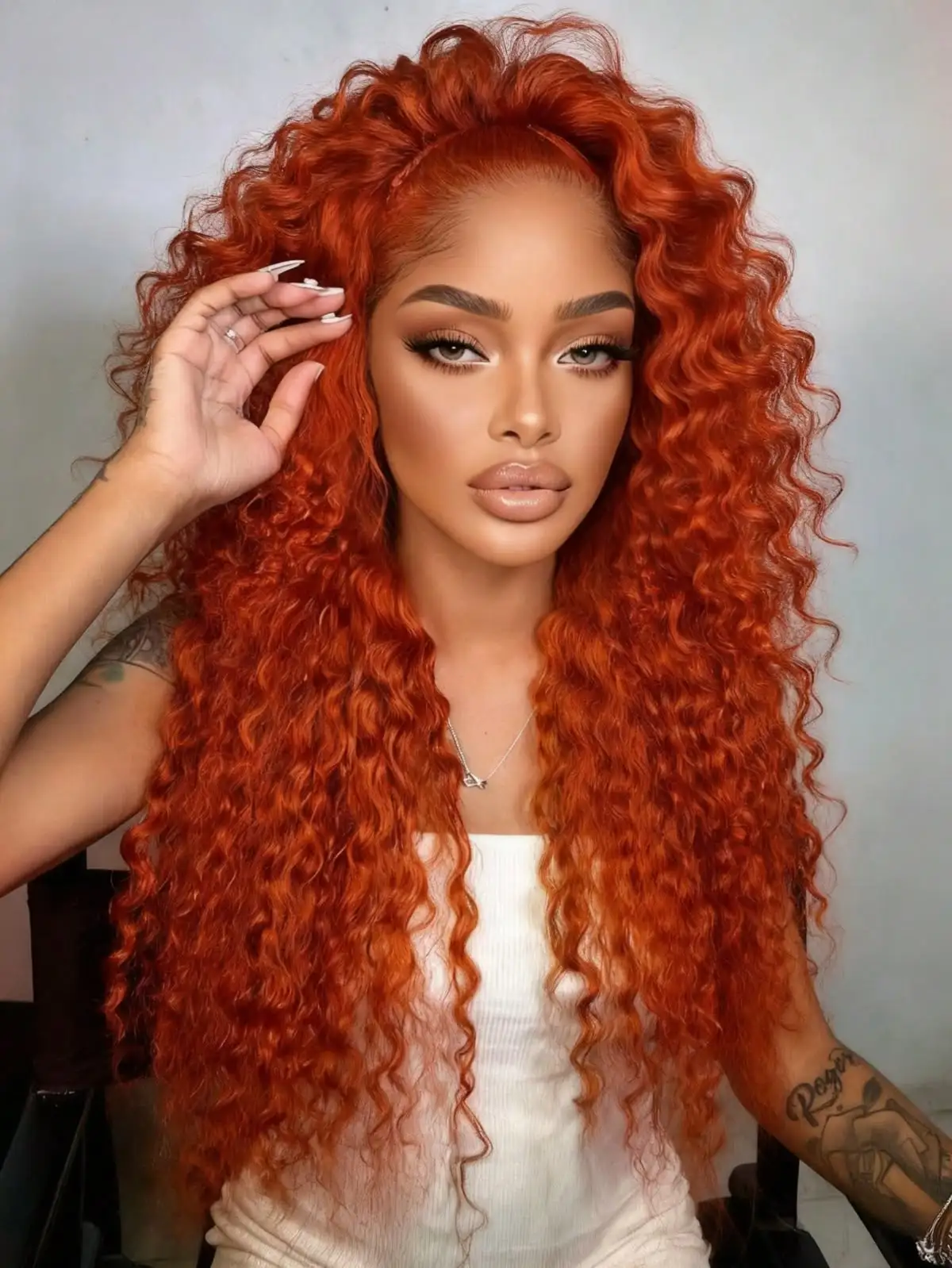 

Парик из натуральных волос Deep Wave Ginger Orange с кружевной передней частью, кудрявый, с эффектом Water Wave, 13x4, 13x6, HD кружевной фронтальный парик для женщин, бразильские волосы, плотность 200%
