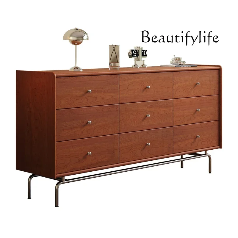 

C Скандинавский средневековый шкаф из массива дерева с девятью грудью, элитный шкаф для гостиной, маленькой квартиры, простой декоративный шкаф для хранения