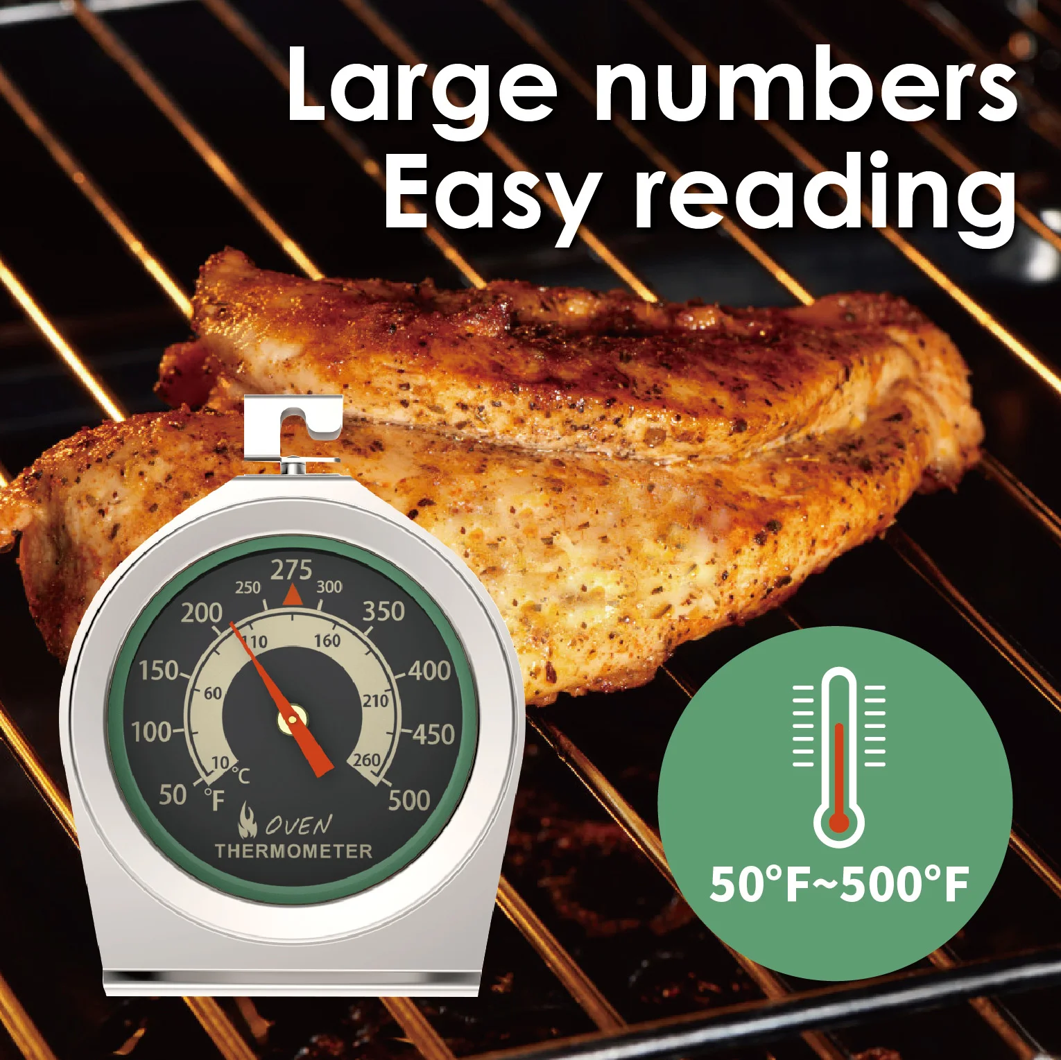 Hot selling oven Thermometer BBQ Baking 2-Inch Dial Classic Series  Stainless Steel  kitchen thermometer